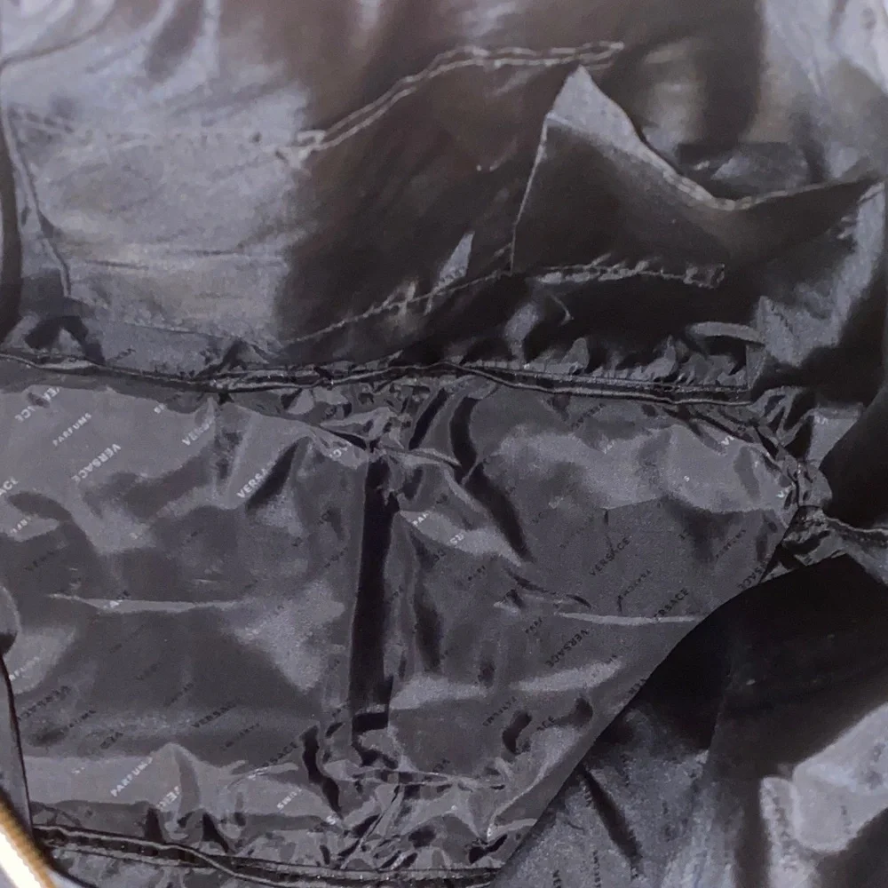 New! Versace Large Black Foldable Weekend Tote with Gold Accents - Picture 11 of 16